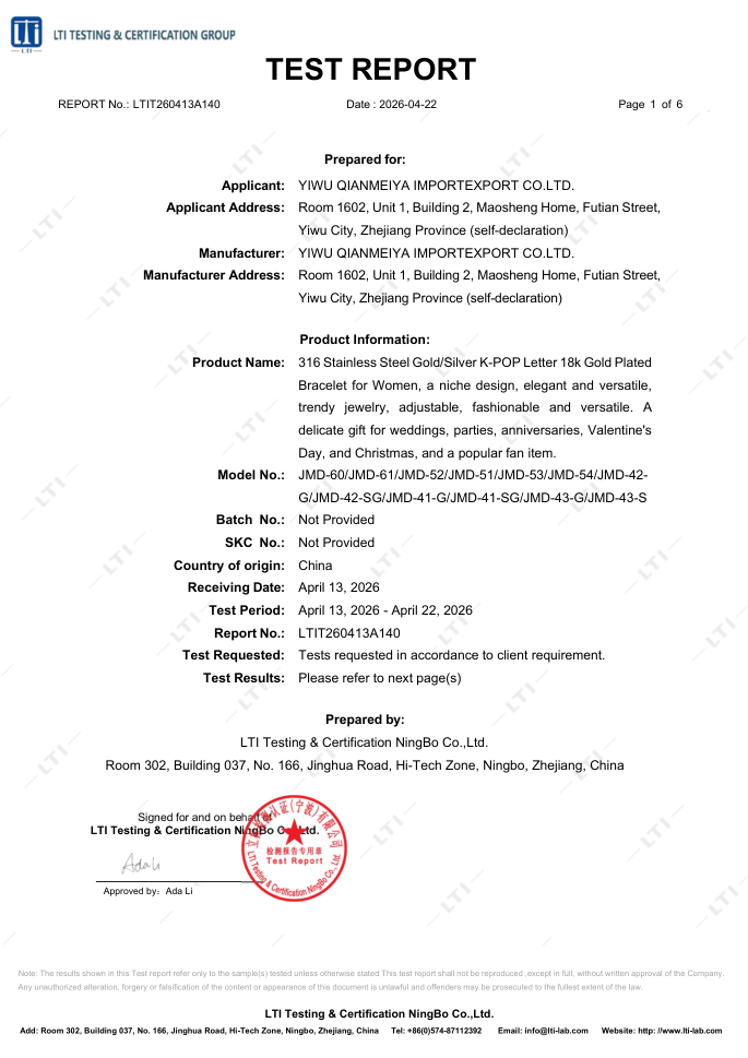 Preview of restricted substances test report for lead cadmium and nickel