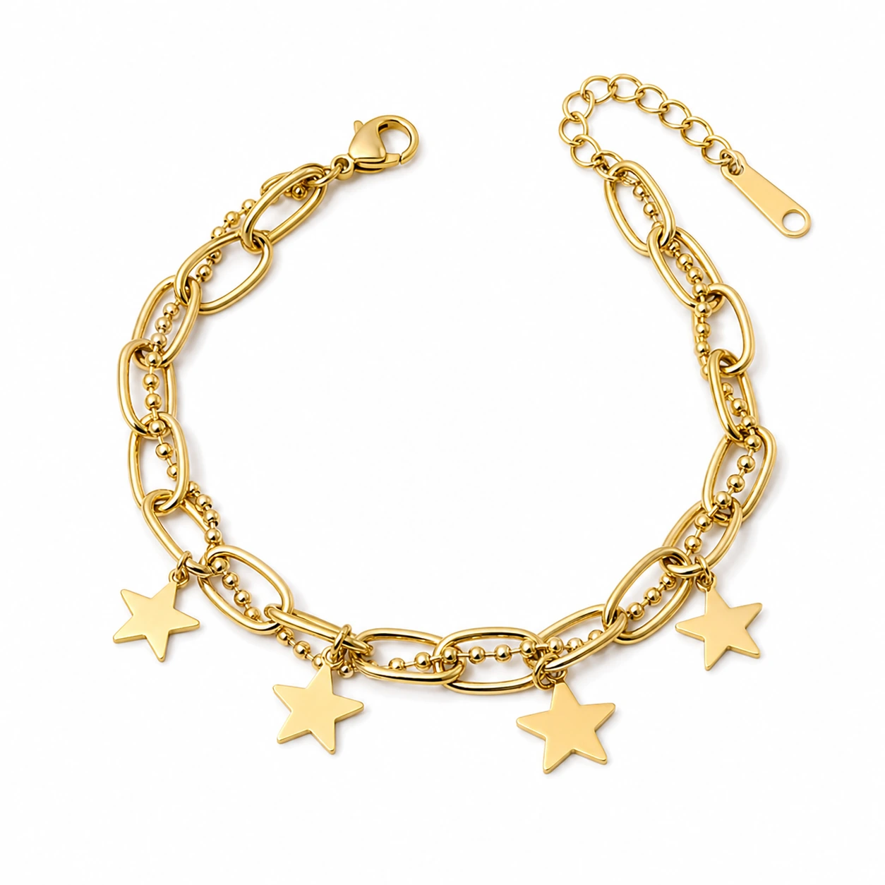 PENTAGRAM STAR PENDANT BEADED CHARM BRACELET