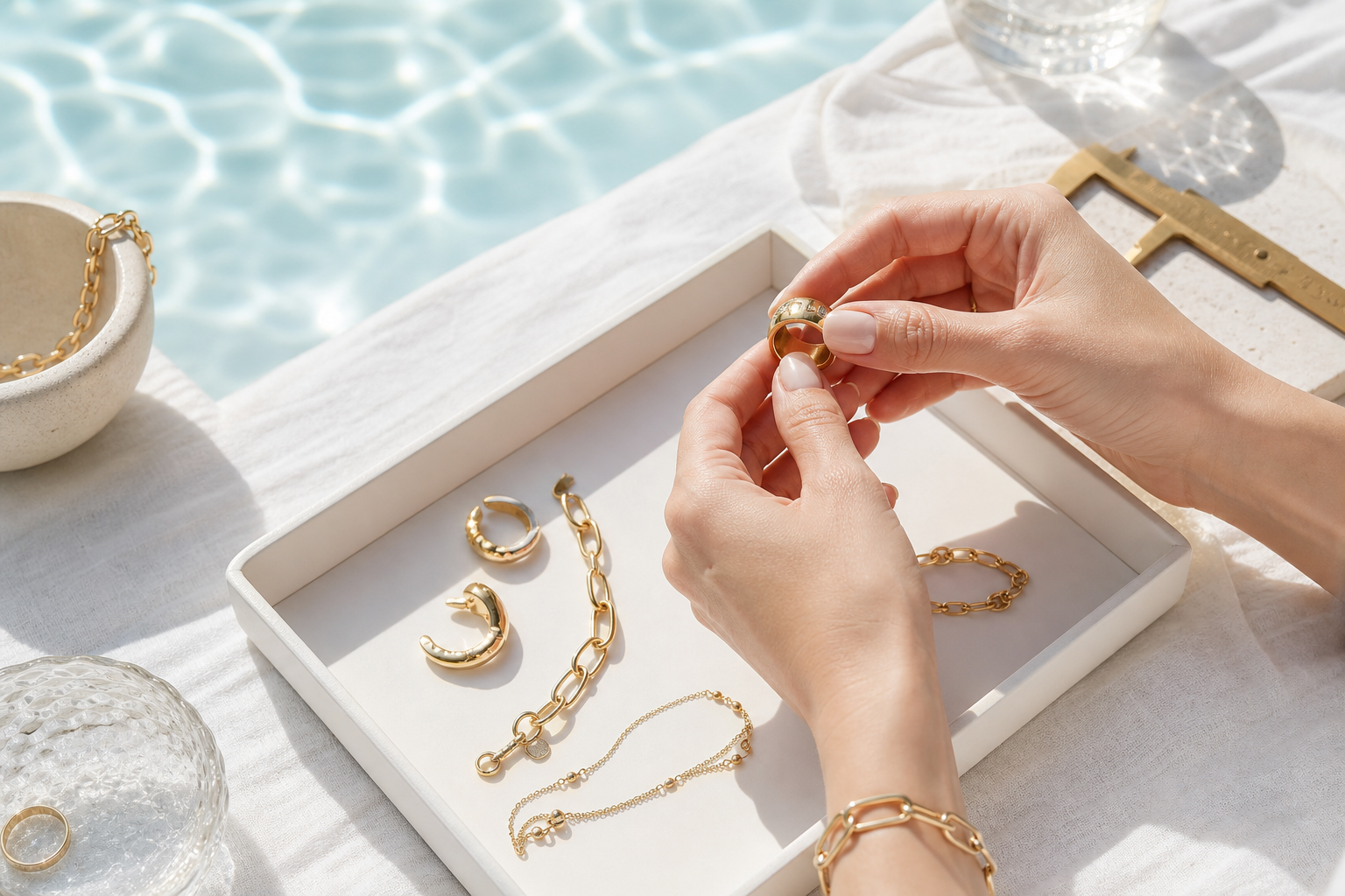 Jinming jewellery sample inspection in summer daylight